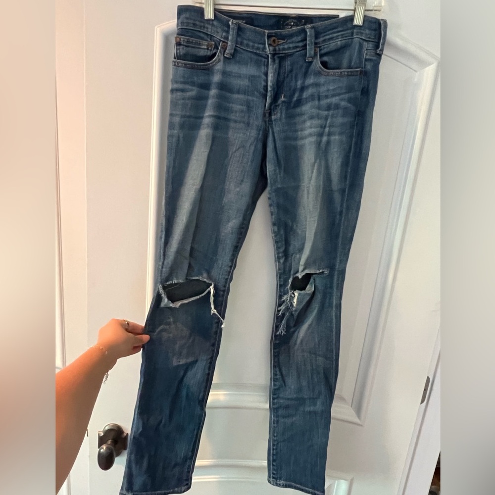 Vintage Straight cut Lucky Brand jeans, distressed light wash denim